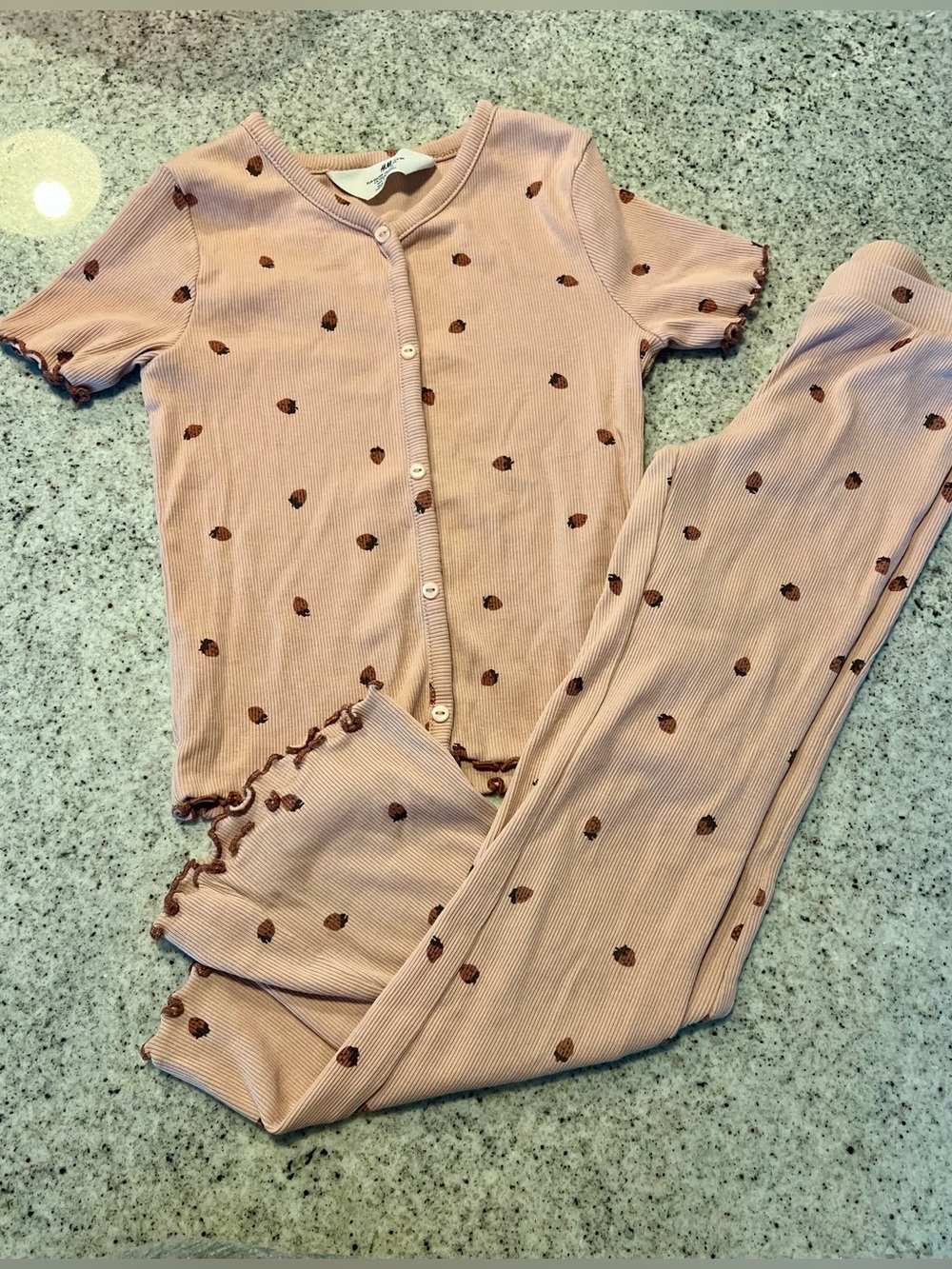 H&M pink strawberry matching outfit set size 6X/7